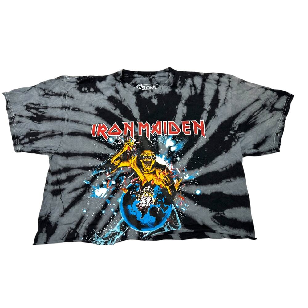 Global Crop Top Tye-Dye Iron Maiden Short Sleeve Tee Medium